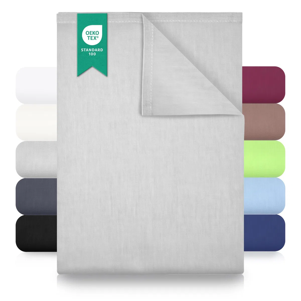 GREEN MARK Textilien lenzuolo piano 100% cotone – Lenzuolo classico senza elastico, morbido sulla pelle, facile da mantenere, lavabile ad alta temperatura - Grigio Argento - 150 x 250 cm