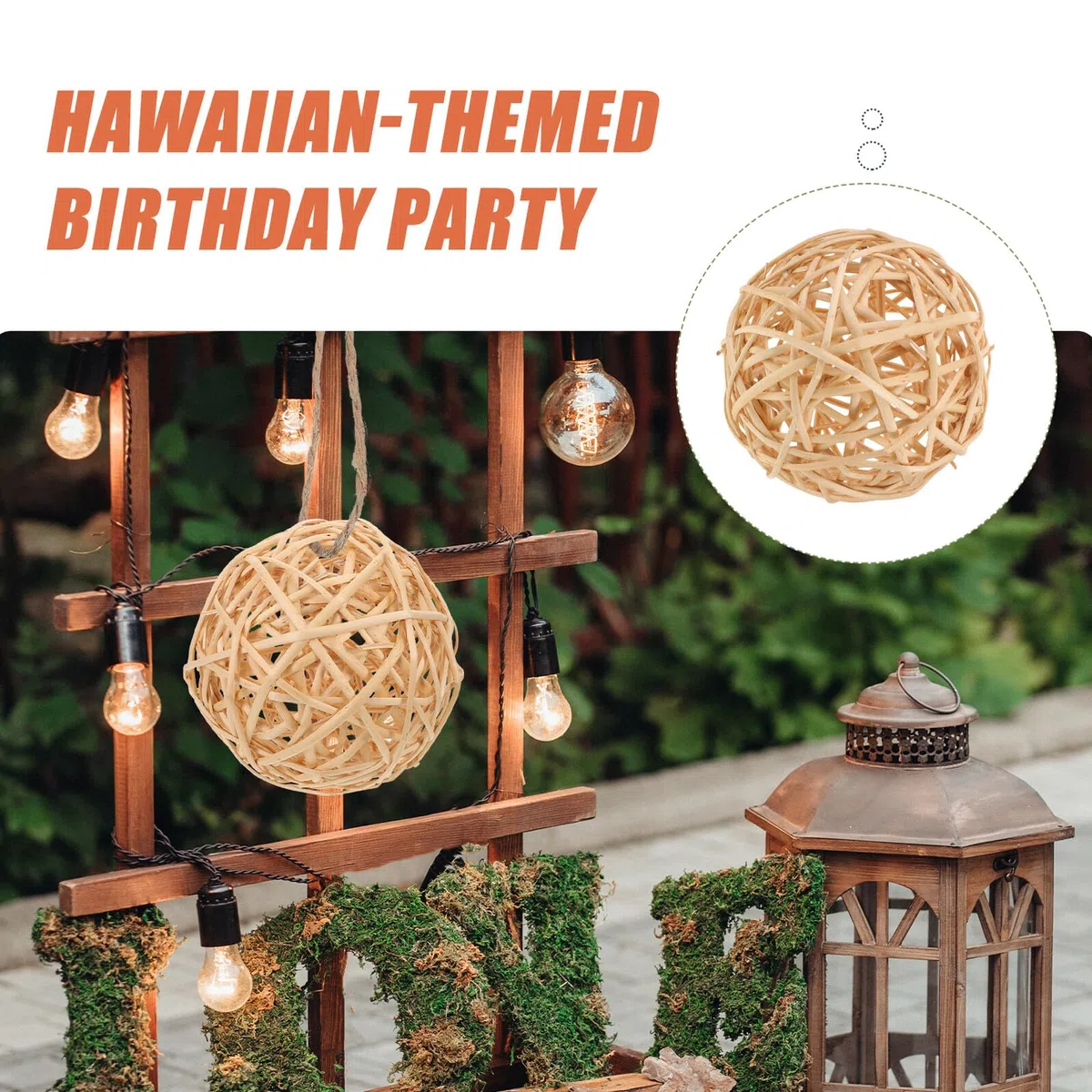 Palline di Rattan Decorative da 20 Cm, Sfera Intrecciata a Mano Facile da Appendere, Decorazione Boho Naturale per Soggiorno e Ambienti Quotidiani