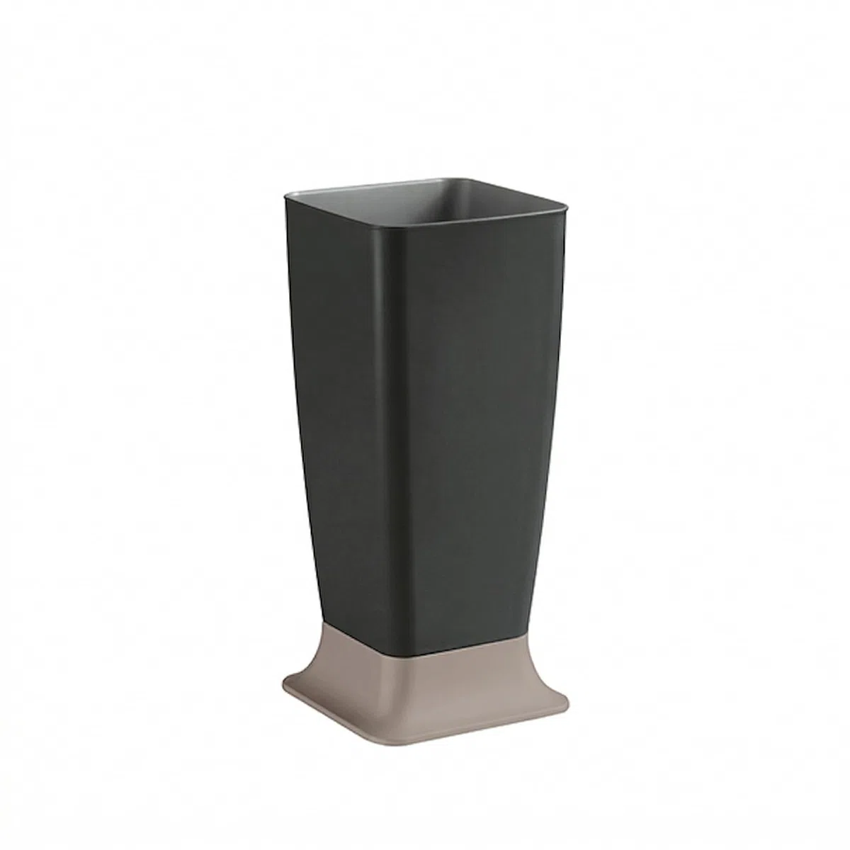 BERARDI B.INTERIORS | KUBE Portaombrelli Modello Kube, Design Minimalista, Plastica Riciclabile, Nero Antracite e Tortora, 25x25x55 cm, per Interno ed Esterno