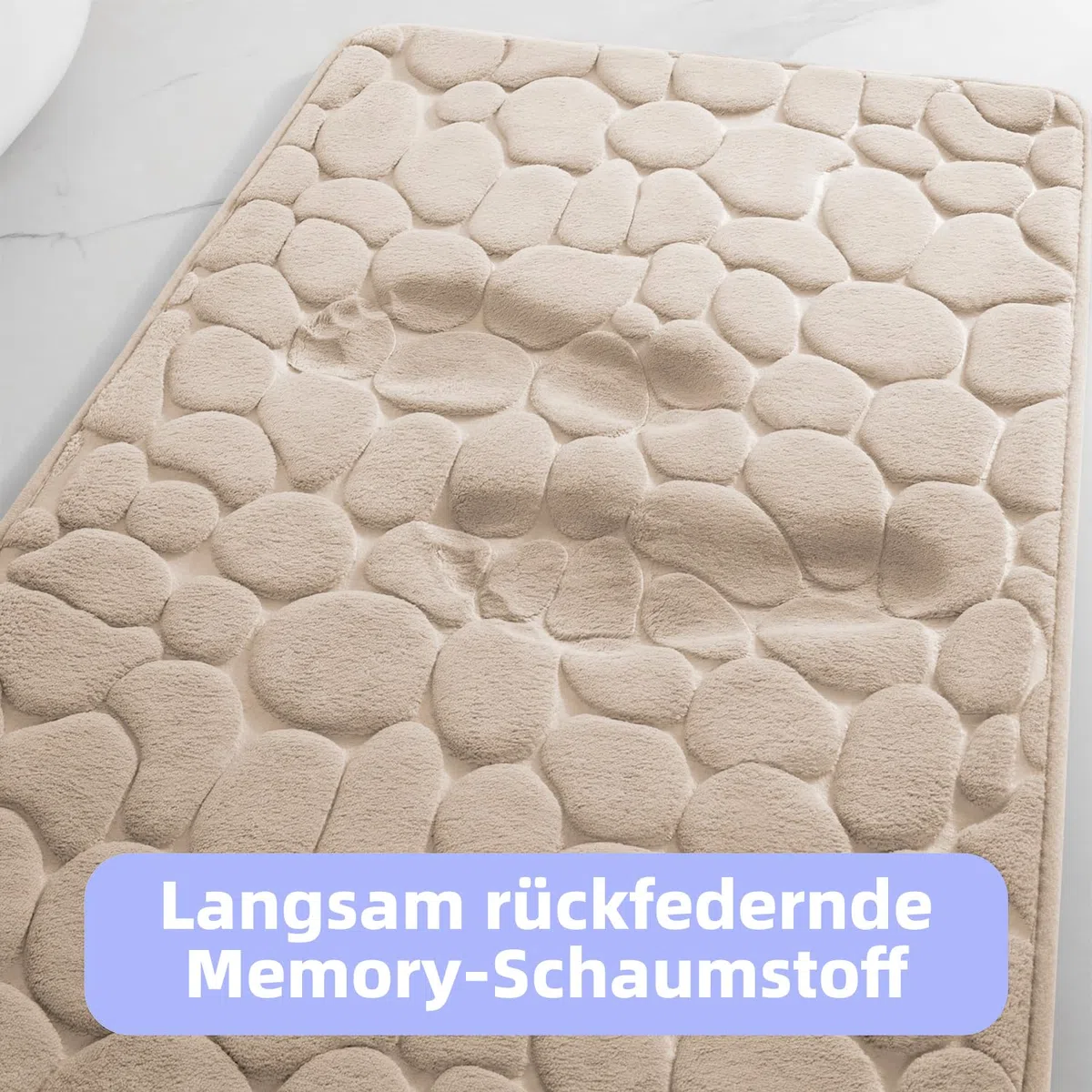 Chakme Tappetino da Bagno in Memory Foam, Assorbente, Antiscivolo per Doccia e Soggiorno, 43 x 61 cm, Beige