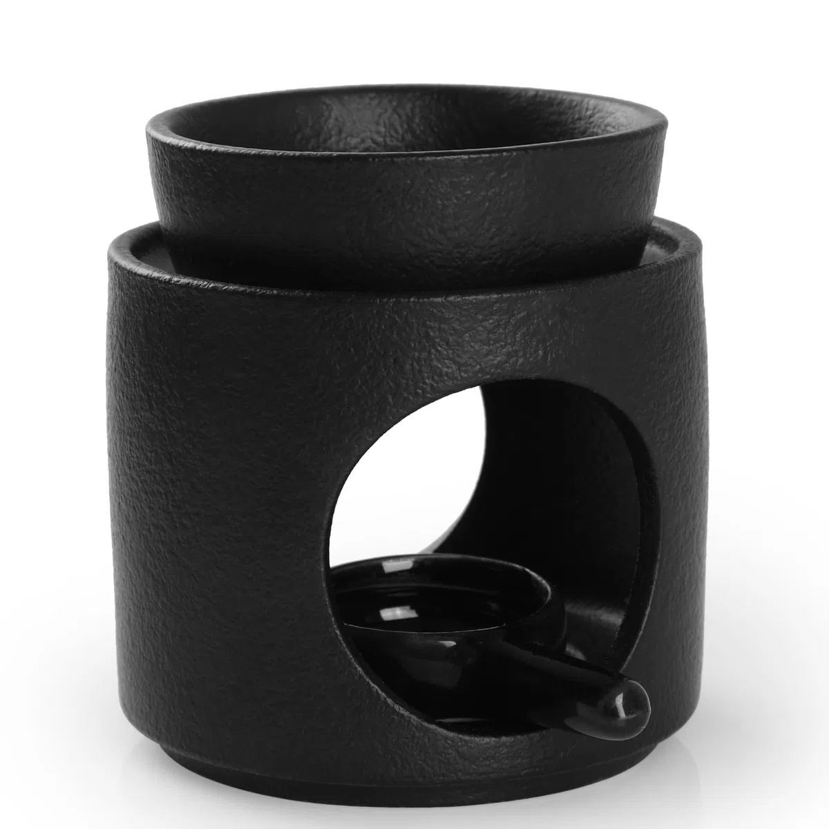WD&CD Bruciatore di Oli Essenziali, Brucia Essenze Ceramica Bruciatori per oli Essenziali Aroma Lamp Porcellana Portacandele Decorazione per Casa Camera da Letto/Decorazione, Nero