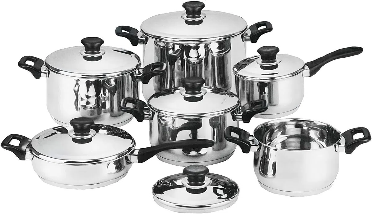 BATTERIA DI PENTOLE BAVARIA 12 PEZZI IN ACCIAIO INOX 18/10 new model