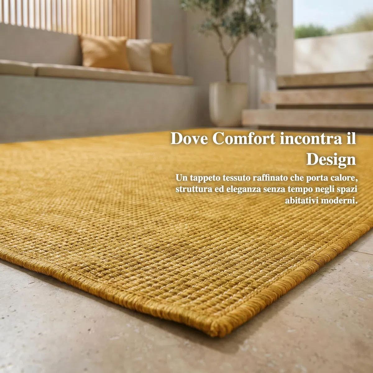 Jimri Tappeto per interni ed esterni, resistente alle intemperie, per balcone, terrazza, giardino, soggiorno, cucina, tappeto resistente ai raggi UV e all'acqua, misura: 80 x 150 cm, giallo