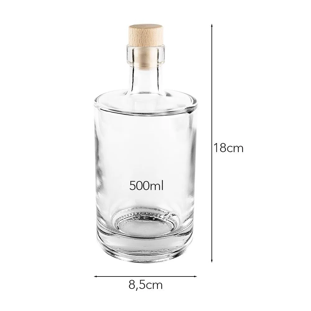 Ideen Mit Herz Bottiglie di Vetro Con Tappo di Sughero, Bottiglia Vuota Ideale da Riempire e Regalare, per Liquori, Olio, Aceto, Diametro 8,5 cm, Altezza 18 cm, 500 ml, 2 Pezzi