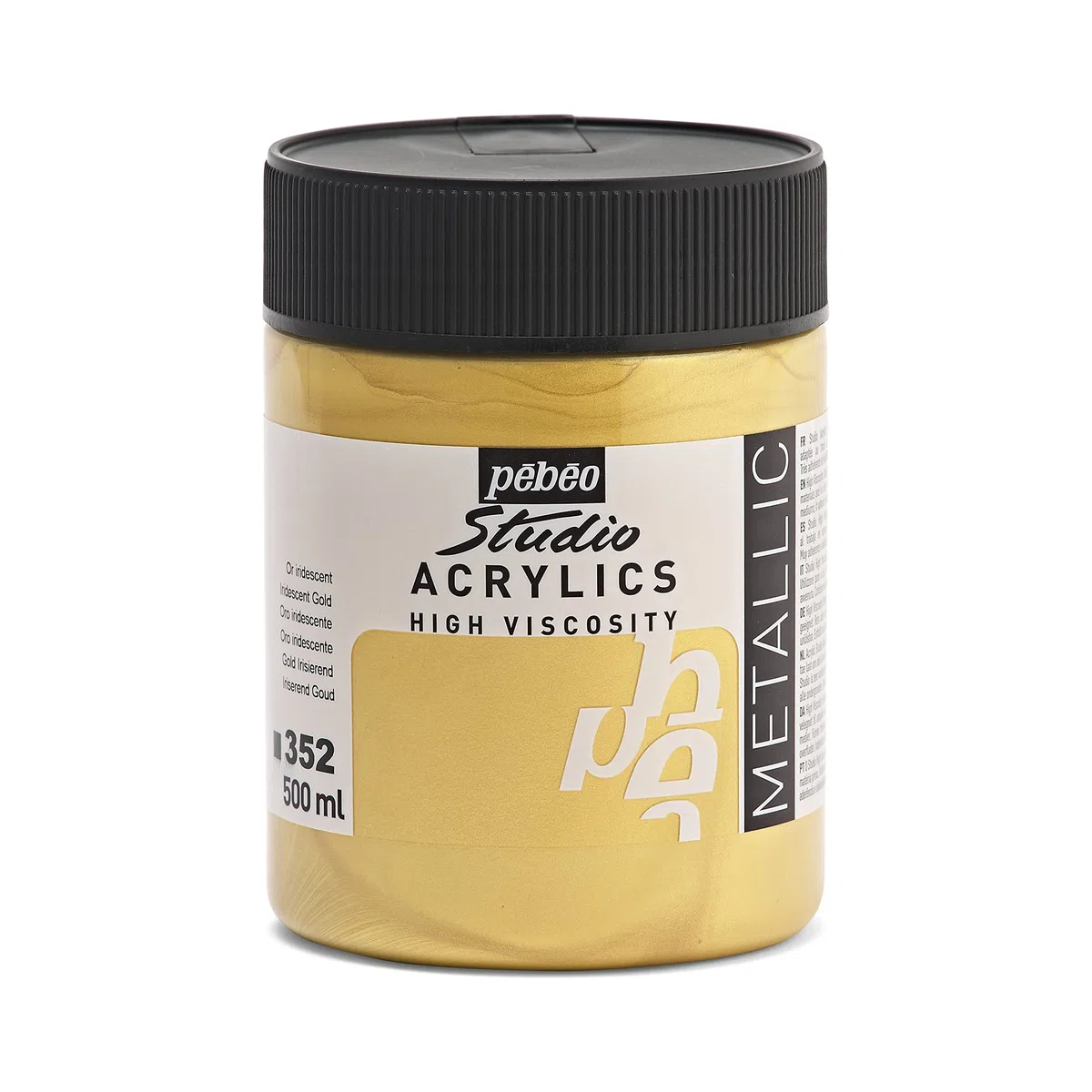 Pébéo - Acrilico Fine Studio Acrilici - Oro - Vernice Acrilico Metallo Acrilico - Oro 500 ml