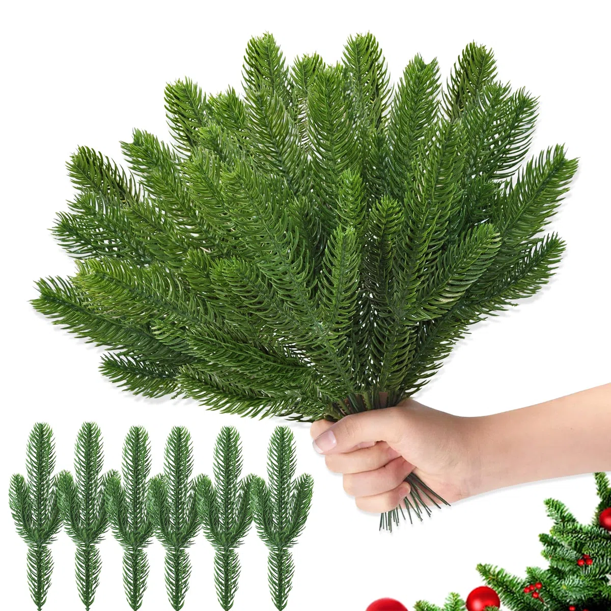 ROLLWAY 50 Ramido Artificiali di Natale Abete e Pino, 26 x 10 cm, Pino per Decorazioni FAI DA TE Ghirlanda Albero di Natale dell'Avvento Natalizia