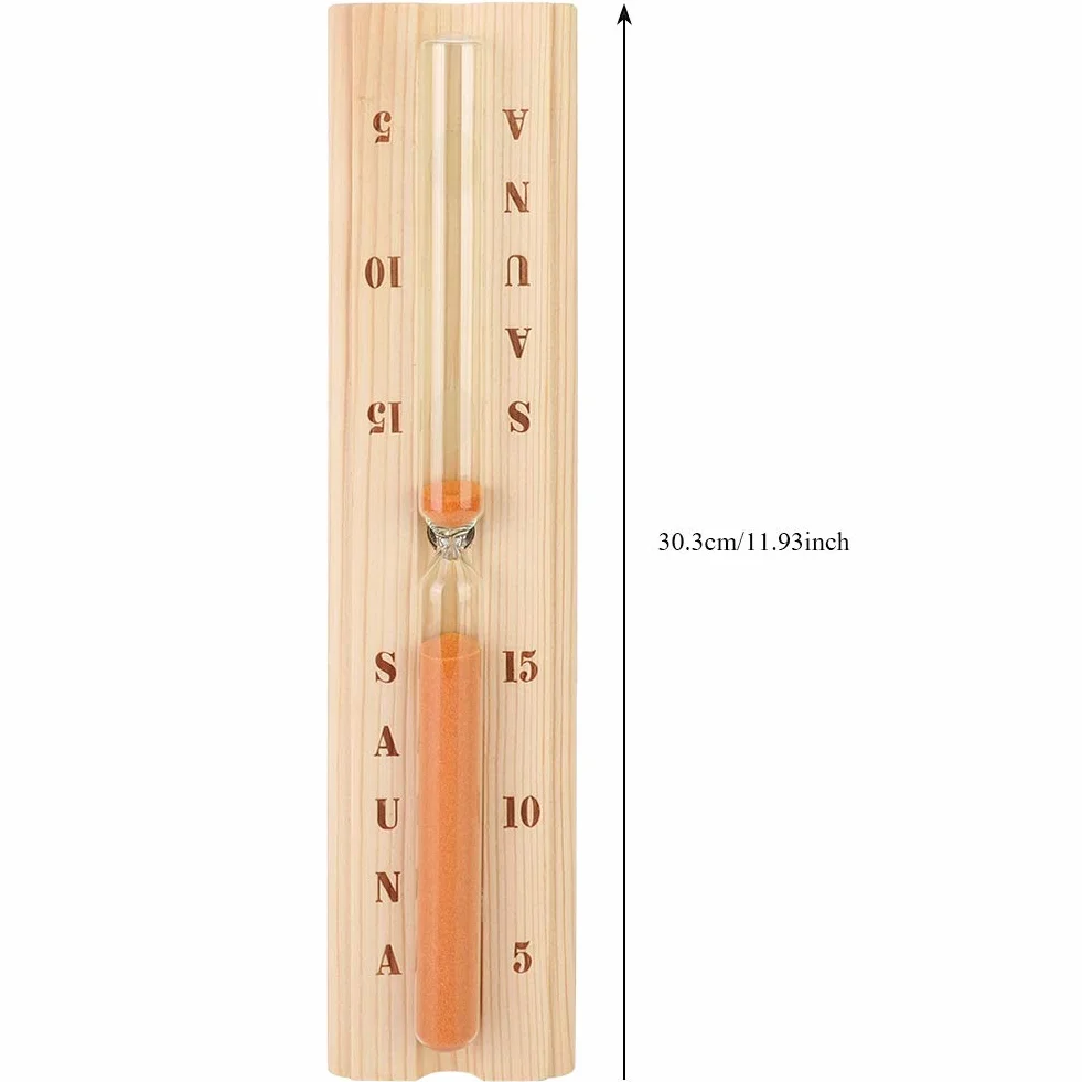 Qcwwy Orologio a Clessidra per Bagno Turco con Clessidra per Sauna, Timer per Sabbia in Legno Resistente per Orologio a Clessidra per Sauna in Pino da Bagno Calore Accurato