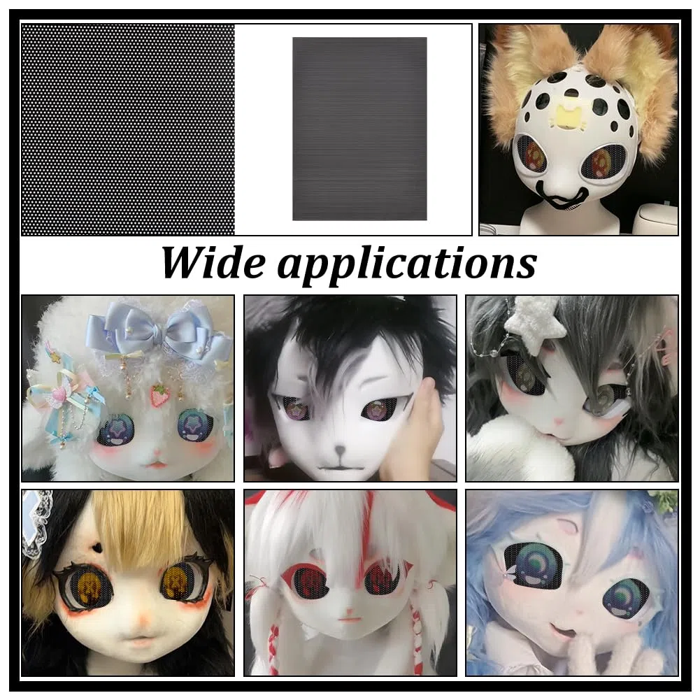 NBEADS 14 Pz Rete in Plastica PVC Nero, 30x22cm Custom Fursuit Eye Mesh Impermeabile Stampabile per Costumi Pelosi, Giochi di Ruolo, Tute da Pelliccia, Sculture, Artigianato, Foro: 0.5mm