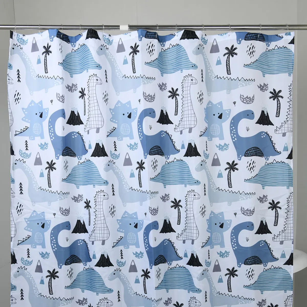 Gedy Tenda Doccia Tessuto Impermeabile in Poliestere Texture Dinosaurs, Dimensioni L 180 x H 200 cm 12 Anelli Inclusi, Tenda Vasca Bagno Resistente a Muffa e Acqua, Bordi Cuciti Lavabile in Lavatrice