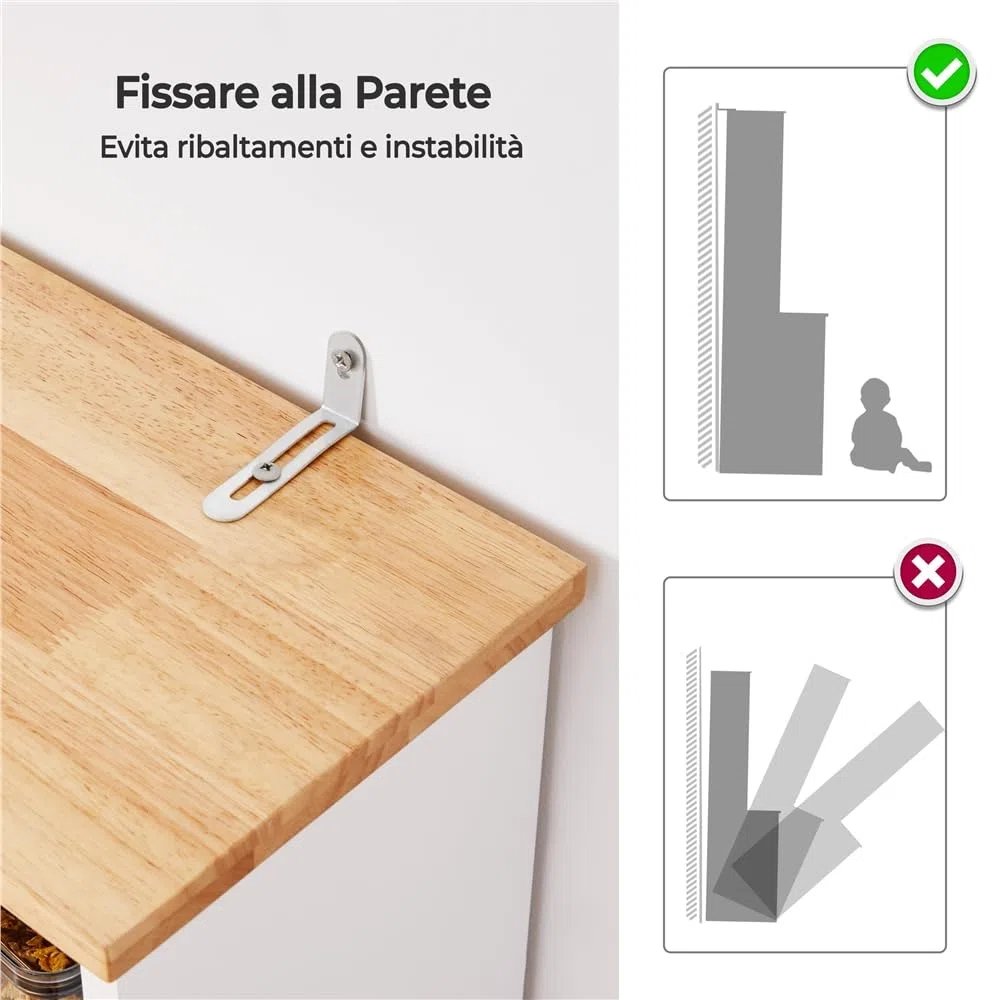 Yaheetech Credenza Cucina Alta Mobile Dispensa Buffet con Ante Ripiani Regolabili e Piano di Lavoro Aperto 80 x 37 x 183 cm per Sala da Pranzo Soggiorno Bianco