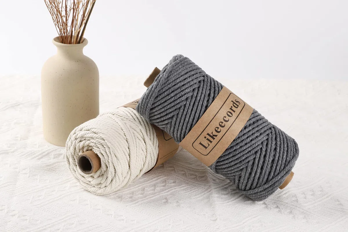 Likeecords macrame corda 4mm x 100m,filo macrame,cotone macrame,filo di cotone per borse all uncinetto per Appendiabiti per Fiori, Home Decor (farina di carne)