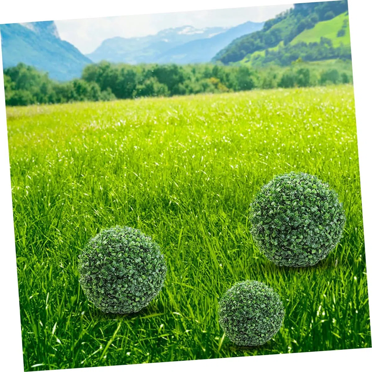 Palla Topiaria Artificiale Verde in Plastica Decorativa Sospesa per Interni ed Esterni, Bassa Manutenzione, per Decorazioni Casa e Giardino