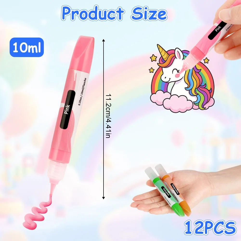 12 Pezzi Penne per Candele, 10ML Penne per Candele Colorate, Set di Penne Candela, Sicuro e Non tossico, Adatto per Dipingere e Decorare Ceramica, Cartone, Tessuto e Vetro