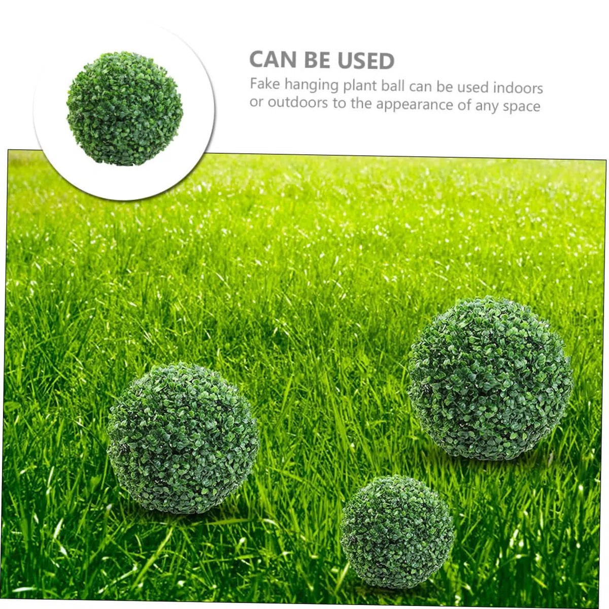 Palla Topiaria Artificiale Verde in Plastica Decorativa Sospesa per Interni ed Esterni, Bassa Manutenzione, per Decorazioni Casa e Giardino