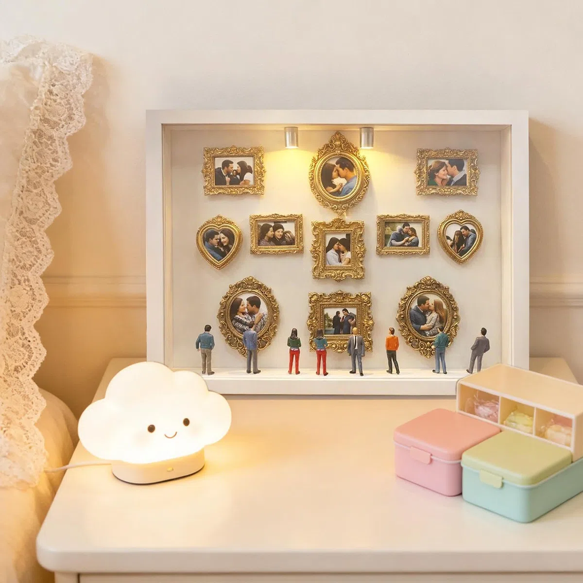 Mini Silueta De Museo DIY Mejorada 2026 Con Luz, Kit De Marco De De Sombras Artesanal Con 11 Marcos Pequeños Y 8 Figuritas, Decoraciones Personalizadas Para Vitrinas De Recuerdos