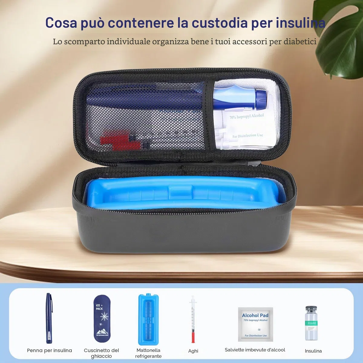 Borsa Termica per Insulina da Viaggio, Portatile per Farmaci Diabetici, Organizer per Farmaci Refrigerati con Impacchi di ghiaccio e mattoni di ghiaccio,Borsa Termica Medicinali