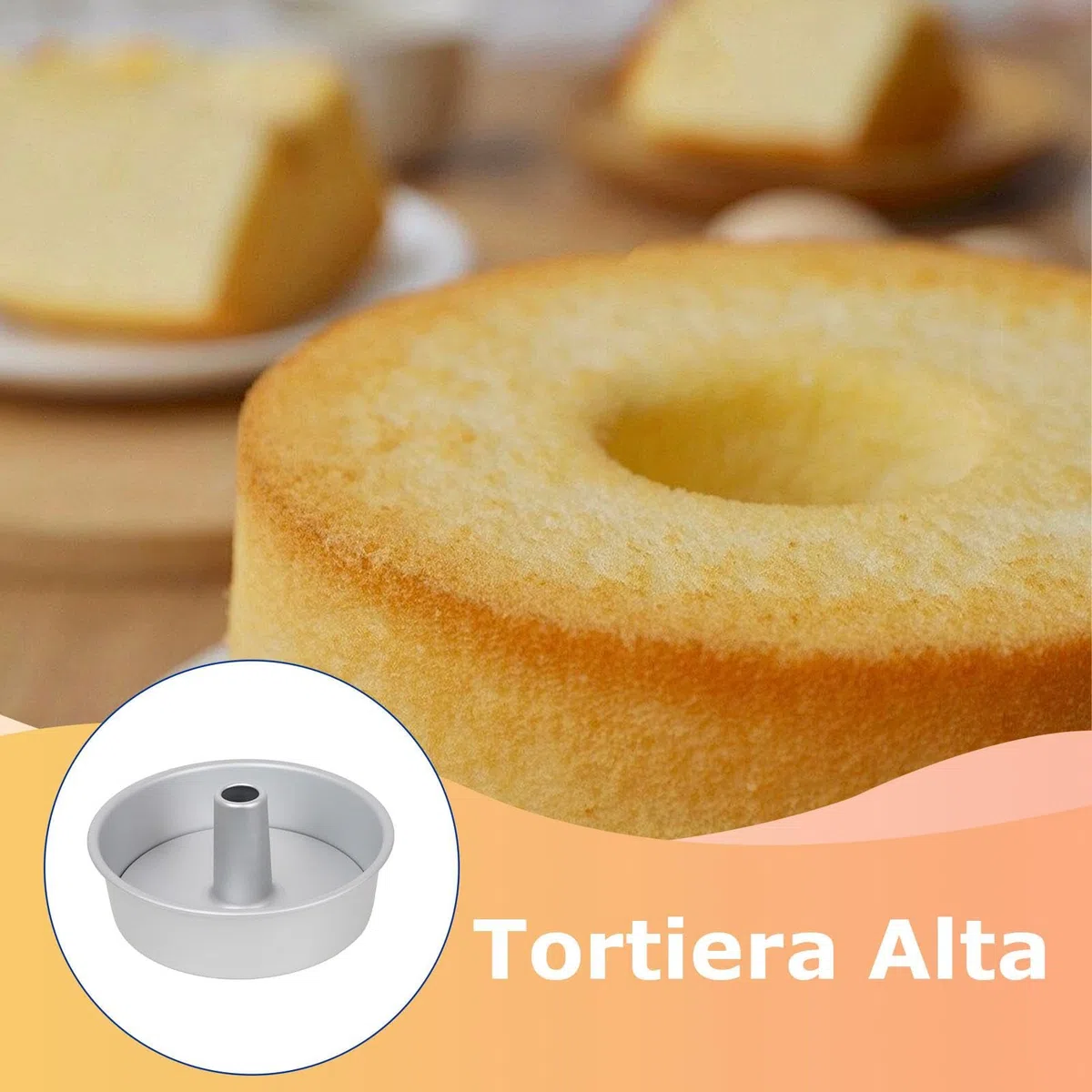 Teglia da 20,3 cm con fondo rimovibile rimovibile, teglia antiaderente per torta in chiffon, teglia in lega di alluminio, stampo per torta in chiffon, stampo per torta in chiffon, teglia rotonda per