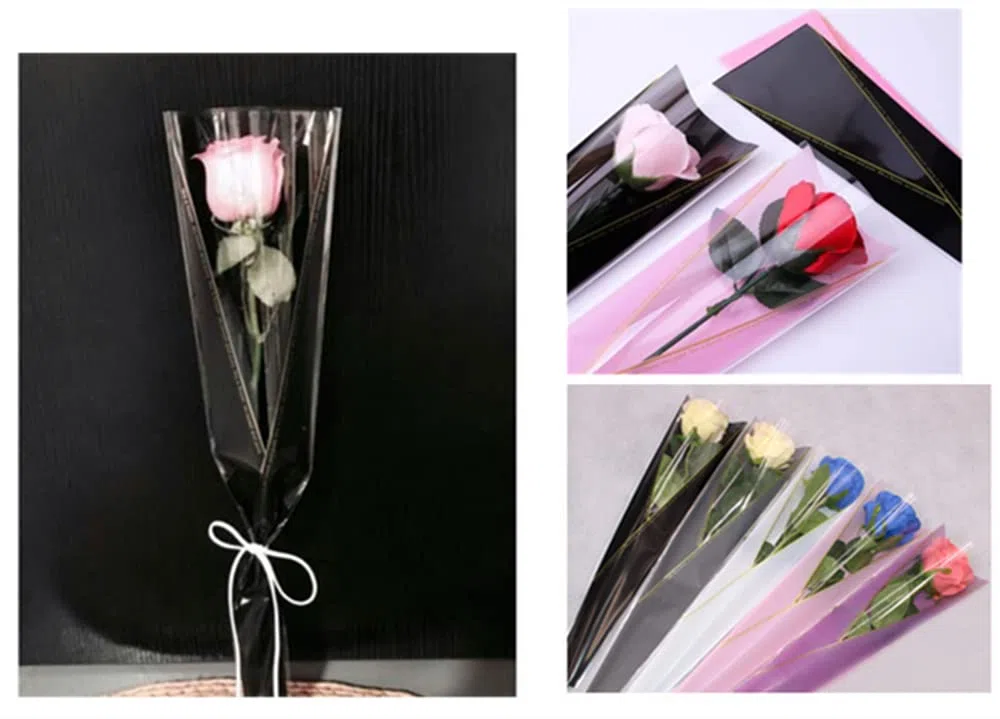 NatureMan 150 pezzi/6 colori, sacchetto di imballaggio con rose singole, bouquet, borsa, carta regalo floreale impermeabile per festa della mamma, San Valentino, bouquet fioristi