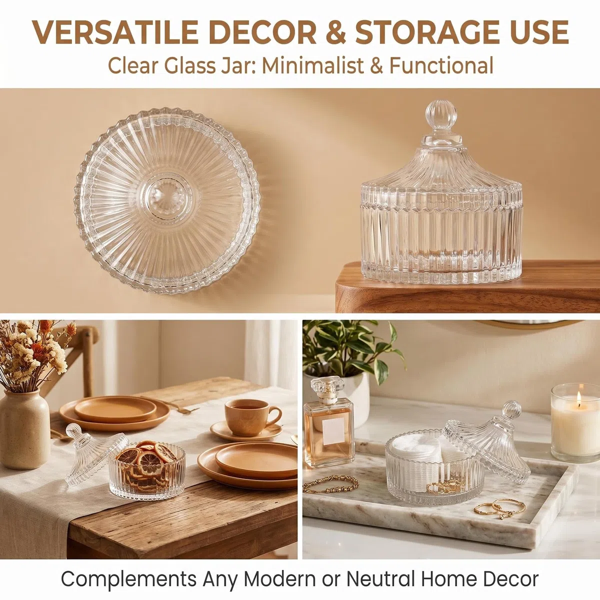 Elegante barattolo di cristallo con coperchio, 300 ml, con coperchio, decorazione per caramelle, in vetro, a forma di tenda, per biscotti, matrimoni, caramelle, buffet, ideale come regalo per casa