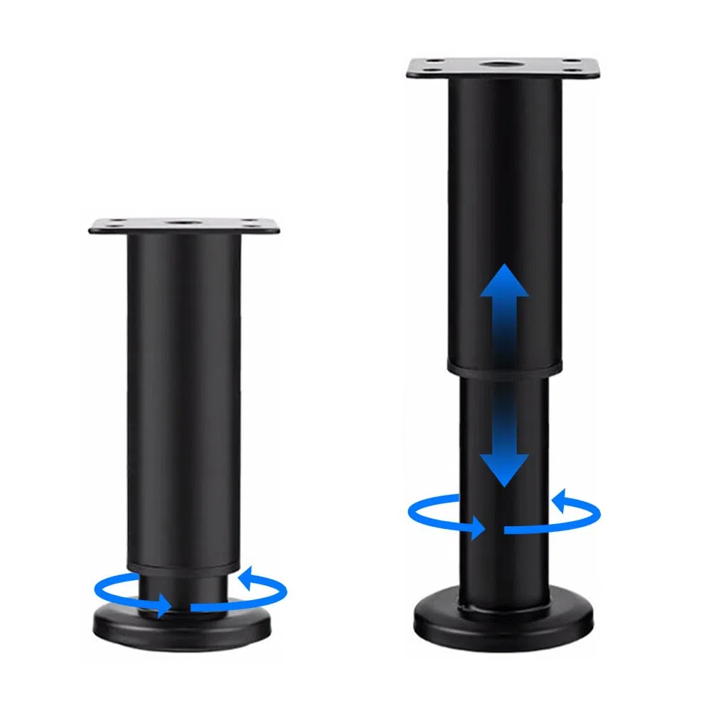 Piedi per mobili, 2 piedini regolabili (18-30 cm), piedini per mobili in acciaio inox, piedini in acciaio laminato a freddo, per mobili, divano, armadi, letti (nero)
