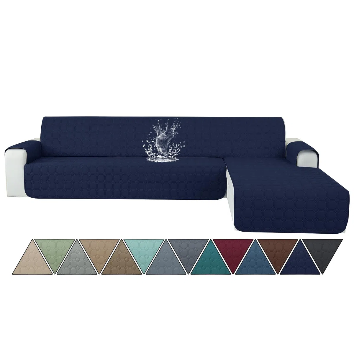 Ystyle Copridivano Impermeabile con Penisola 2 Posti (L 210 CM), Copri Divano Angolare Destra/Sinistra Universale Reversibile, Copridivani Chaise longue Antigraffio Antimacchia, Blu Scuro