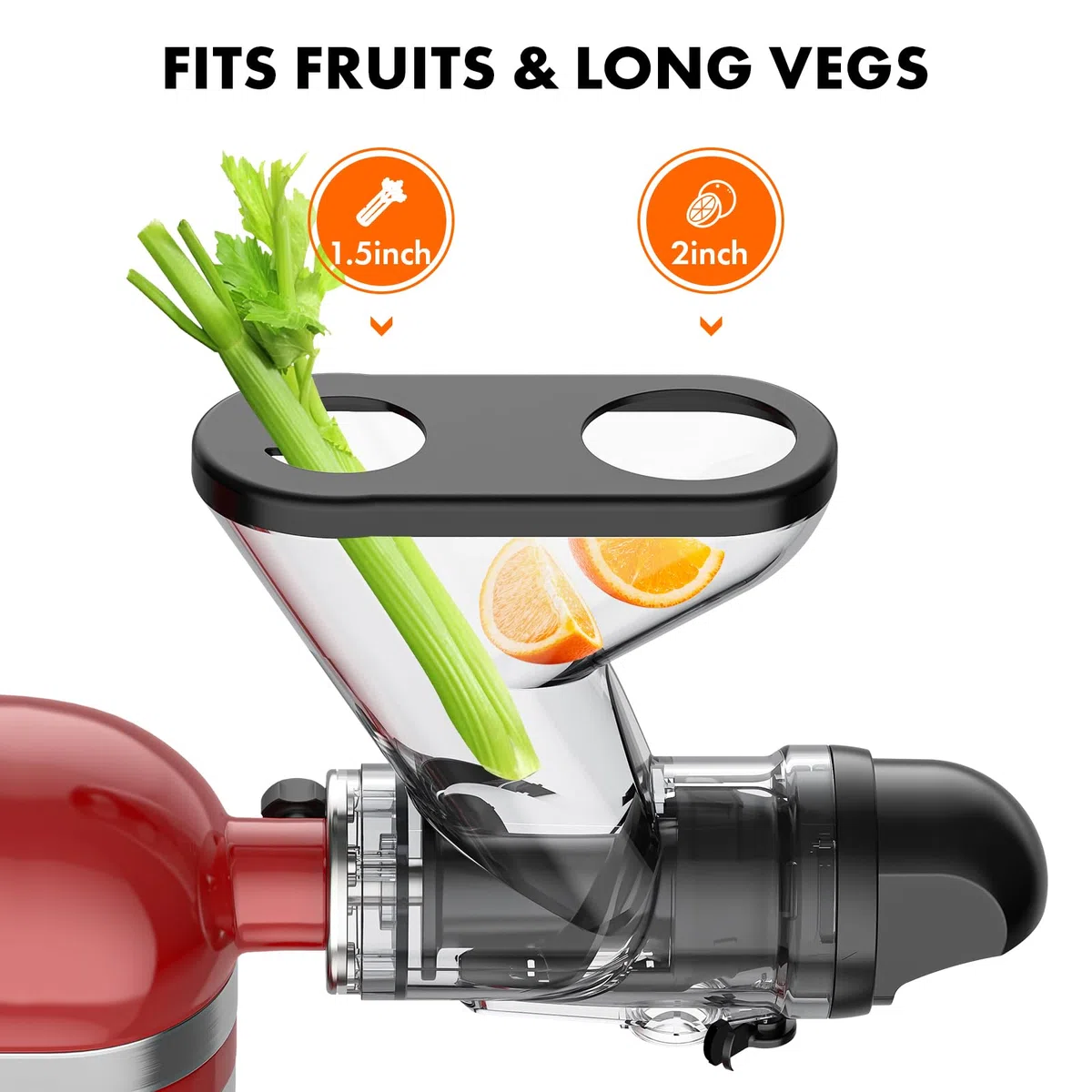 GVODE Accessorio spremiagrumi per KitchenAid impastatrice, macchina spremiagrumi a freddo, accessorio spremiagrumi lento con doppio scivolo di alimentazione, accessorio spremiagrumi per Kitchen Aid