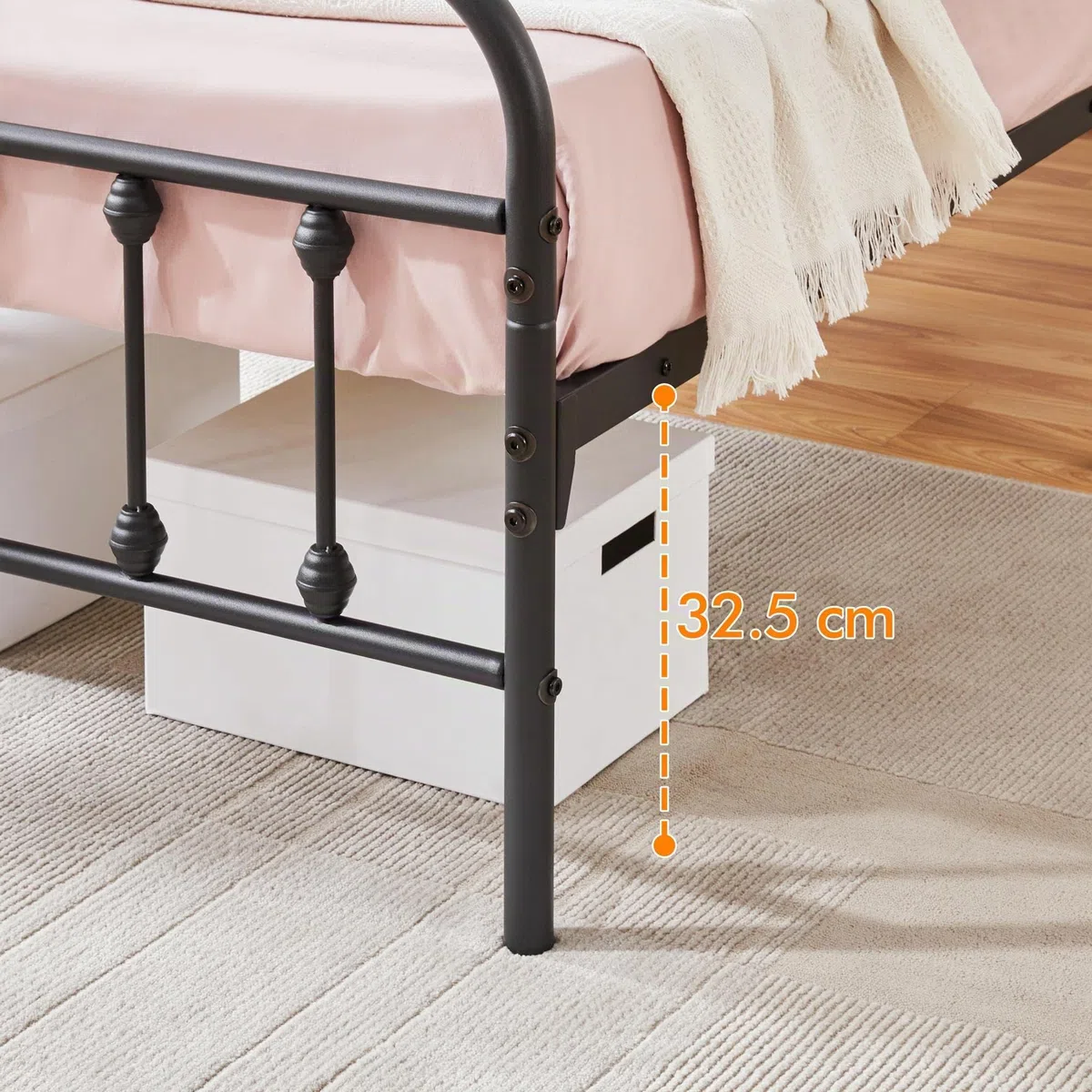Yaheetech Struttura Letto Singolo in Ferro 90 x 200 cm Testiera Alta con Spazio Aggiuntivo per Camera da Letto Soggiorno Nera