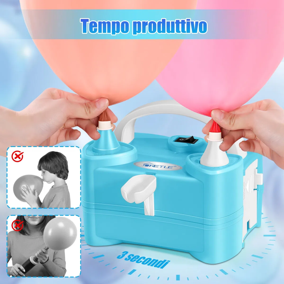 Pompa per Palloncini Elettrica Portatile, 220-240V Macchina per Gonfiare Palloncini Elettrico, Pompa Aria per Palloncini Elettrica con 2 Boccagli Modalità per Compleanni, Matrimoni Decorazioni