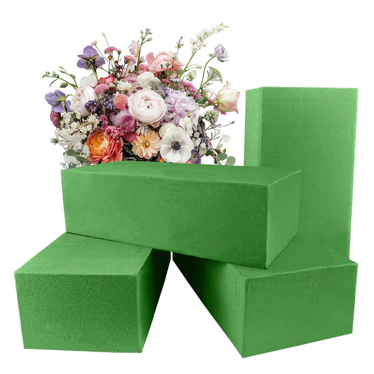 4 pezzi di schiuma per fiori freschi, 22,5 x 10,5 x 7 cm, in schiuma bagnata per fiori, fiori artificiali, artigianato, celebrazioni