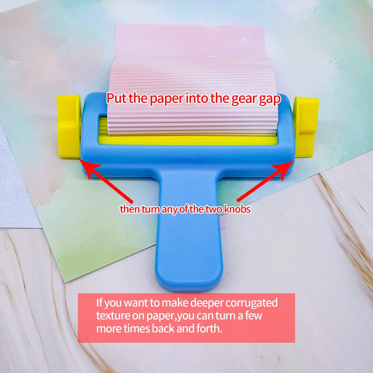 KRUCE Strumento per la piegatura della carta, strumento per la creazione di carta ciano, strumento per la creazione di onde, strumento con pomello, per fai da te, artigianato, scrapbooking