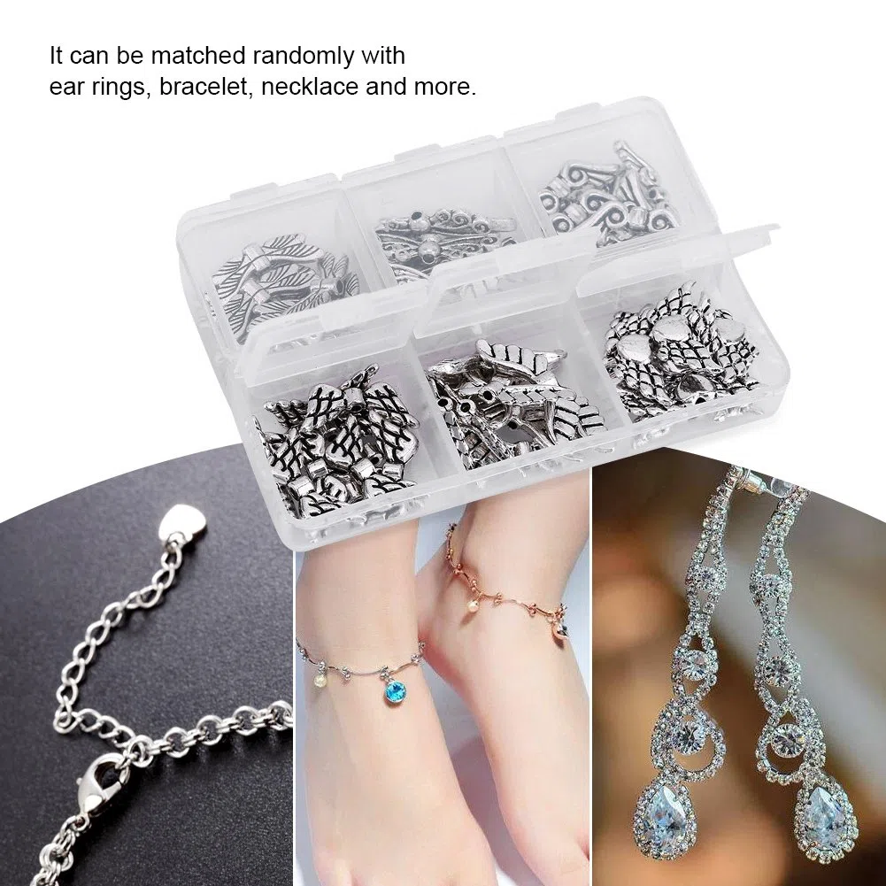 Sonew Ali angelo portachiavi, 60PZ ciondoli per gioielli Misti Accessori fai da te Accessori Creazione di bracciale con ciondolo con scatola portaoggetti