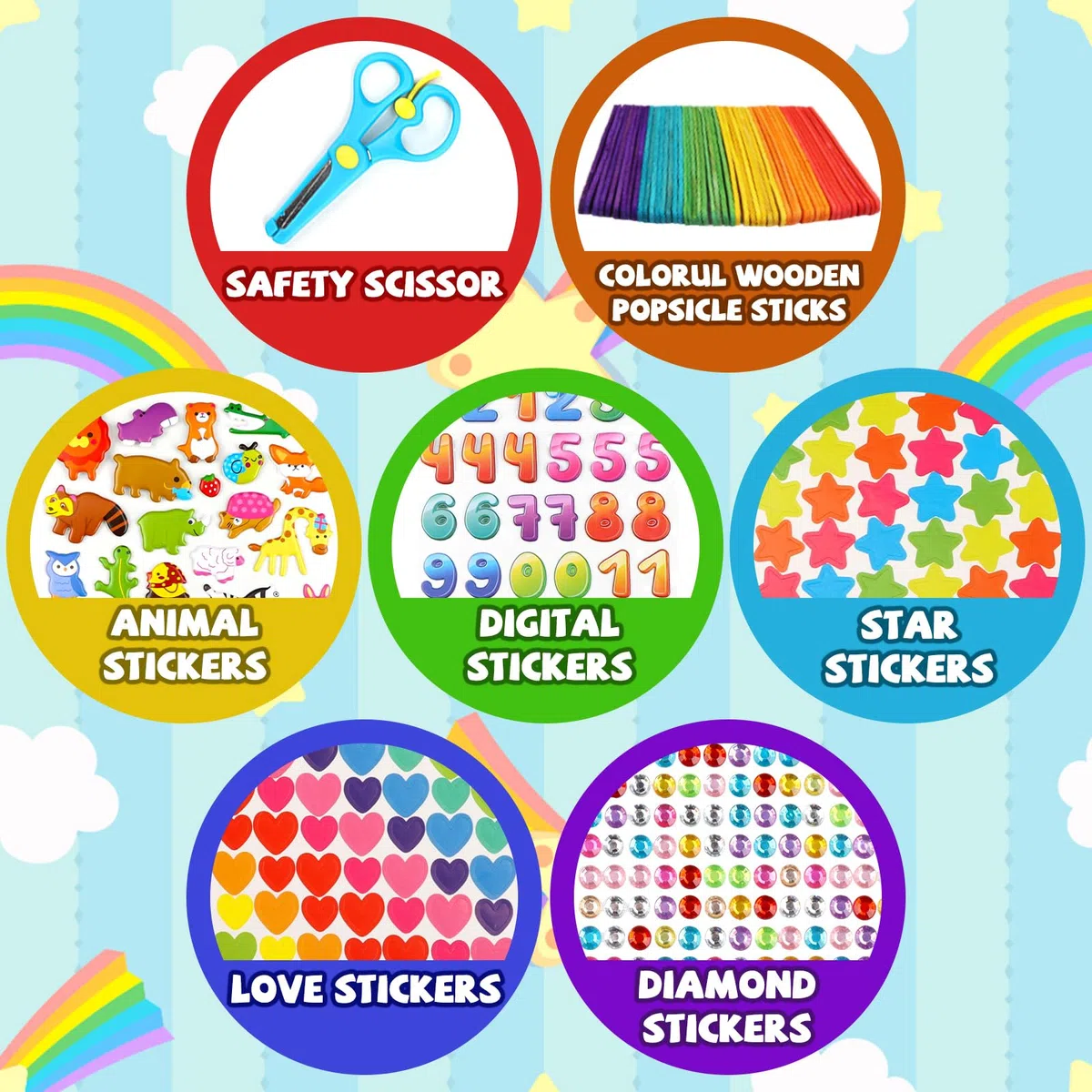 DOITEM Pulire tubi Forniture Artigianali, 1000+ Pcs Arti Artigianato Forniture fai da te Scuola Craft Project Compreso Pipe Cleaner Wiggle Googly Occhi Pom Poms per bambini Età 4 5 6 7 8 Regali