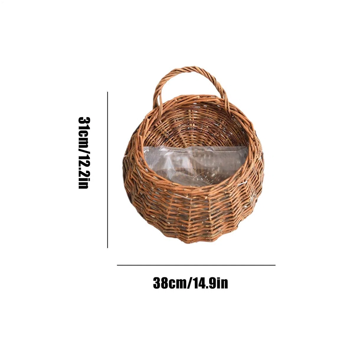 Cestino da parete in rattan, realizzato a mano, in vimini naturale, per giardino, matrimonio o decorazione per la casa, per appendere piante in fattoria, camera da letto, soggiorno