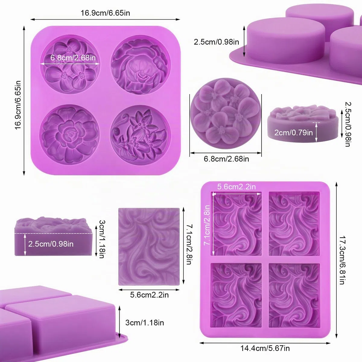 2 Pezzi Stampo per Sapone, Stampi per Sapone in Silicone, Stampi per Saponette Fai Fa Te, Stampo Morbido per Saponi, Formine Saponette, Stampo per Sapone Fatto a Mano, Artigianato in Resina