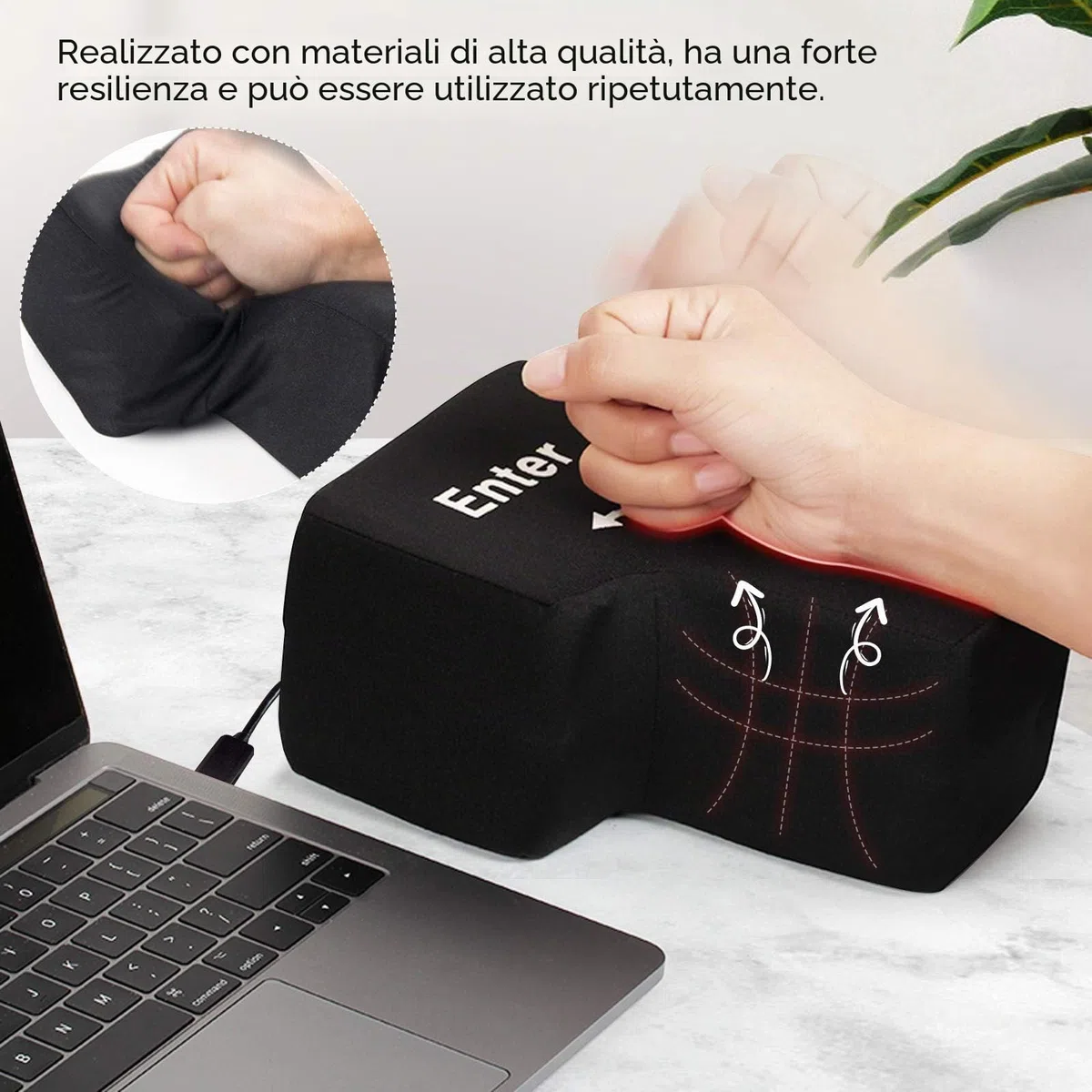 Enter Key Pillow USB Big Enter Key Cuscino, Comodo Cuscino da Scrivania, Cuscino per Pisolini in Ufficio o a Casa
