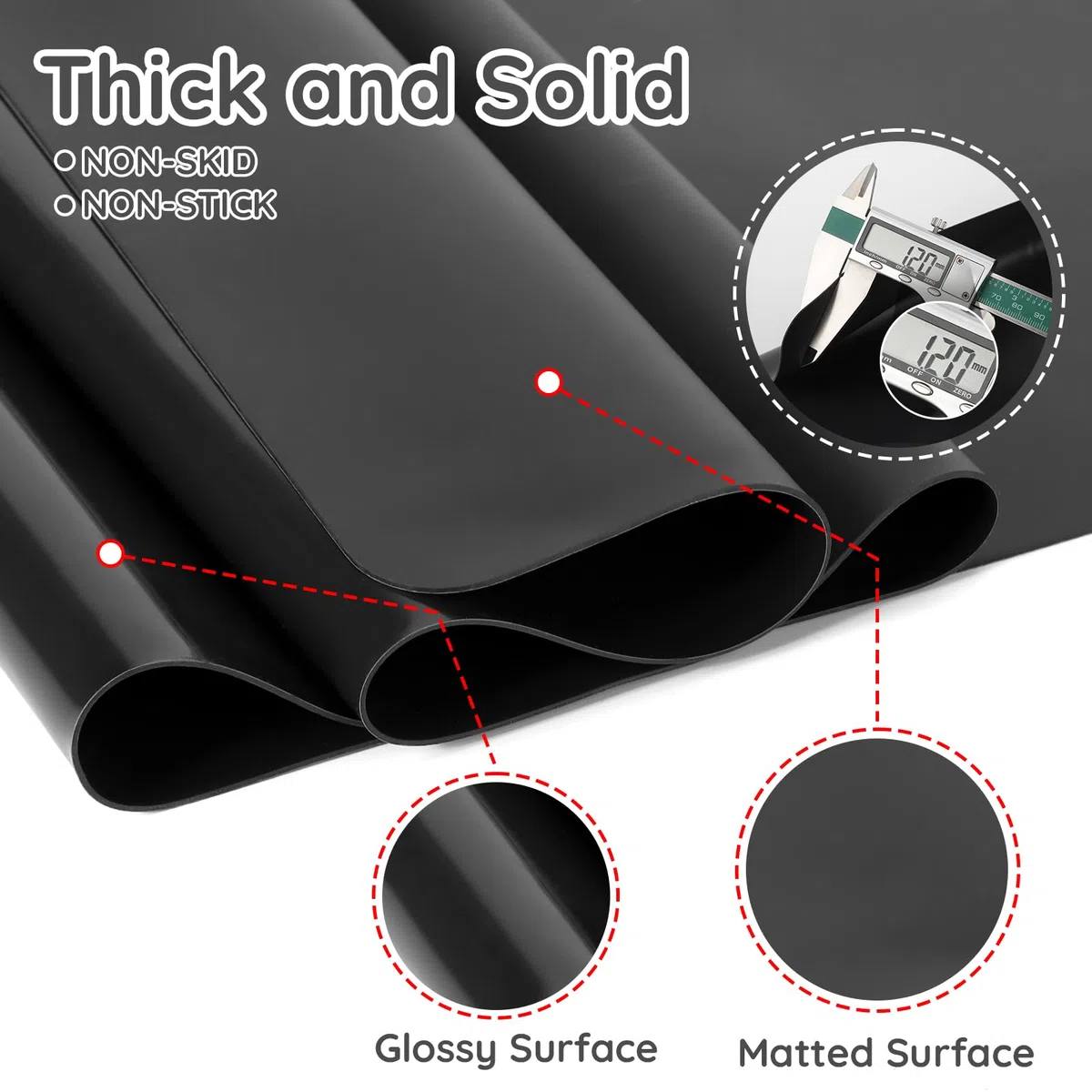 Tappetino per Resina, 80x60cm Tappetino Silicone Macchina caffè, Antiaderente e Antiscivolo, per Pittura, Artigianato, Proteggi Scrivania, Accessori Cucina (Nero)