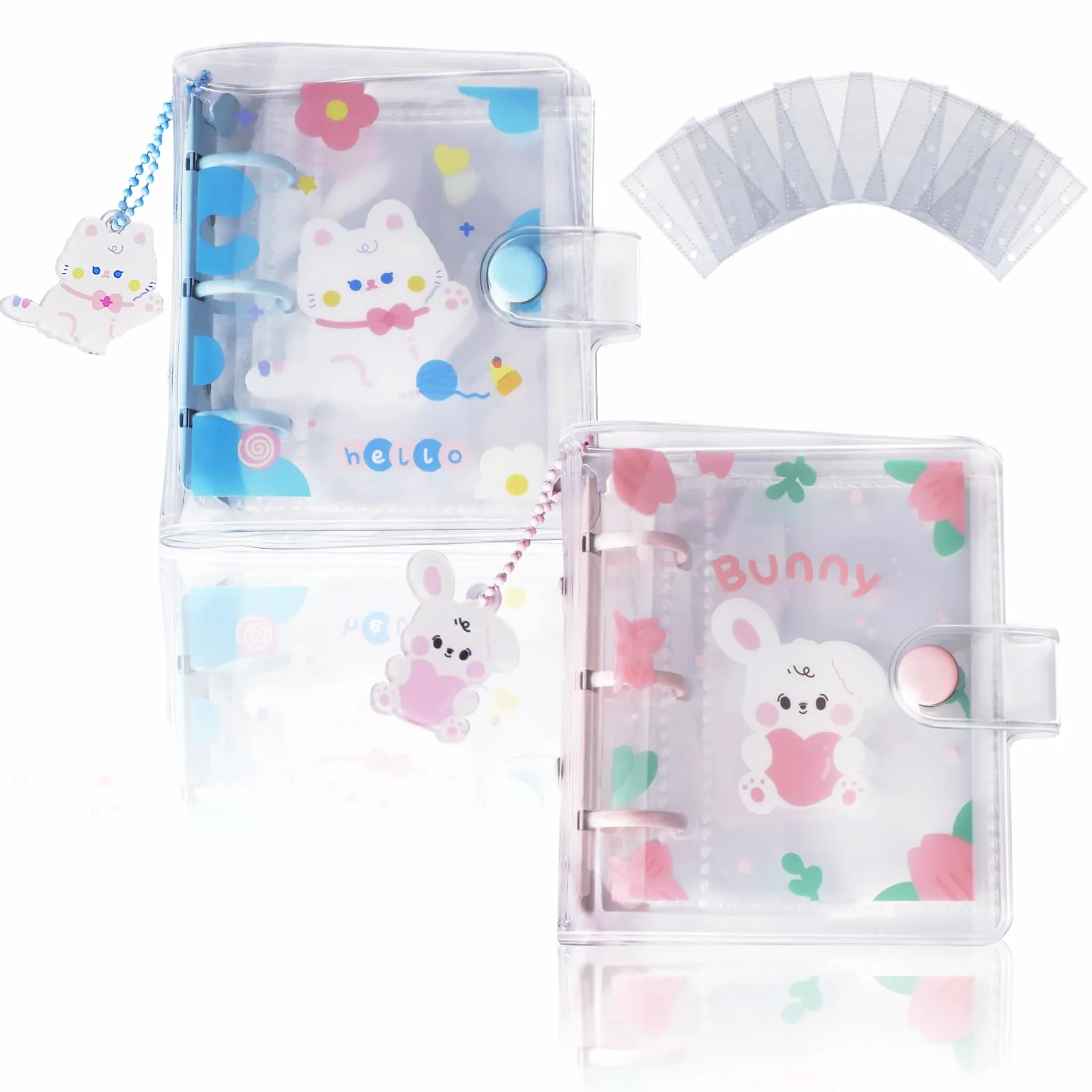 2 Kpop Binder Photocard Holder con 10 Maniche, 3 Pollici 60 Tasche Mini Porta Album con Portachiavi, Fotografico per Foto Card