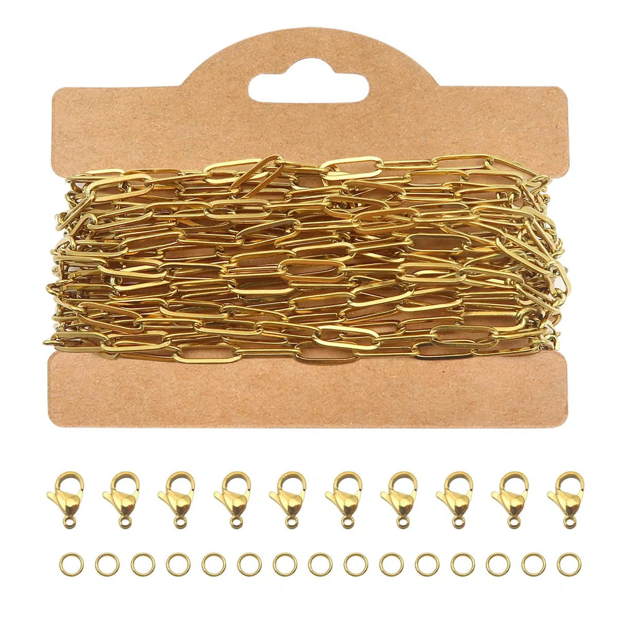 TOAOB 5 Metri Catena in Acciaio Inox Oro Catene per Collana Fai da Te con Chiusure di Gioielli e Anellini per Bigiotteria Braccialetti 4x12 mm