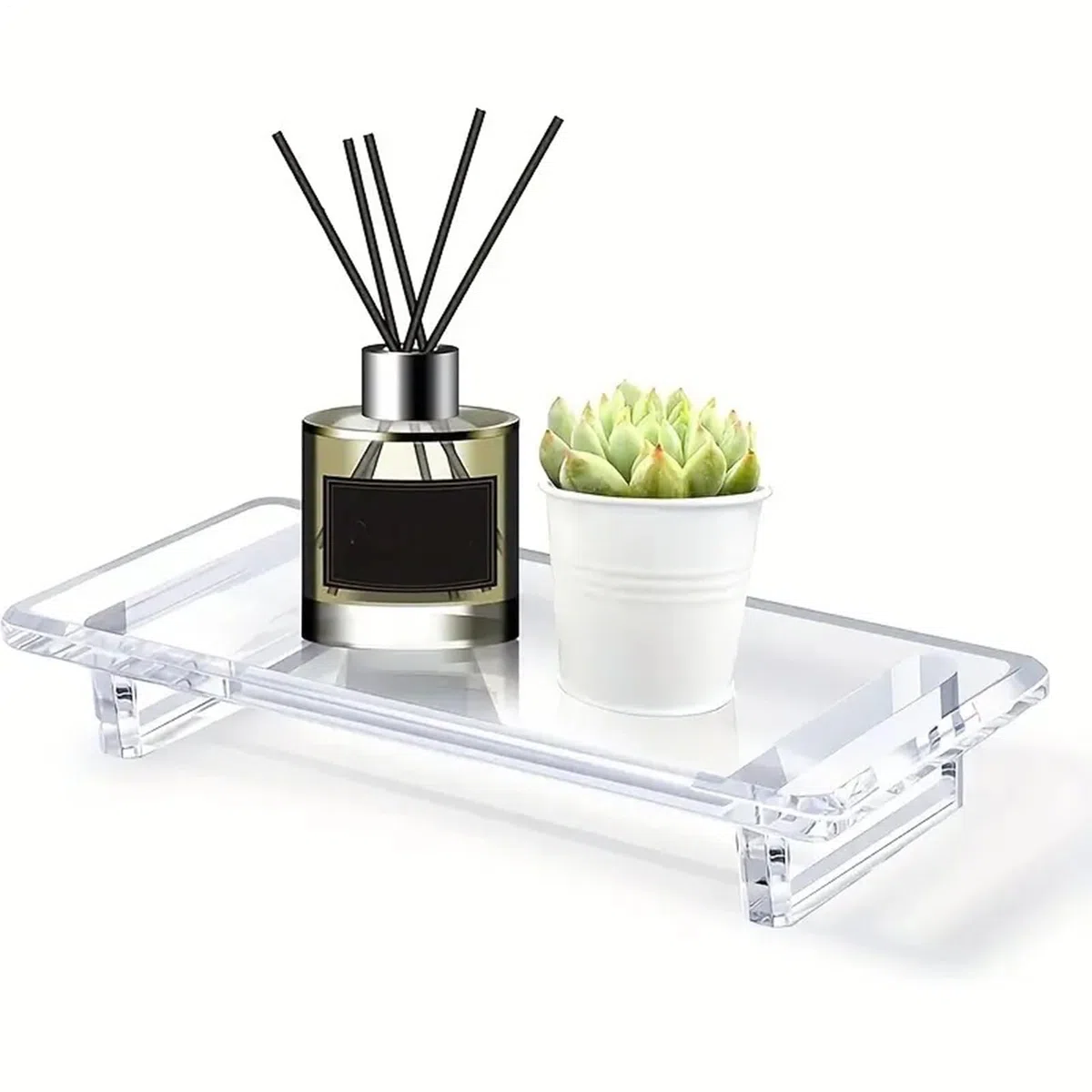 Vassoio da bagno | Vassoio da bagno in acrilico Organizzatore mobile | Supporto antiscivolo trasparente decorazione moderna e organizzazione multifunzione per la cura della bellezza, profumi,