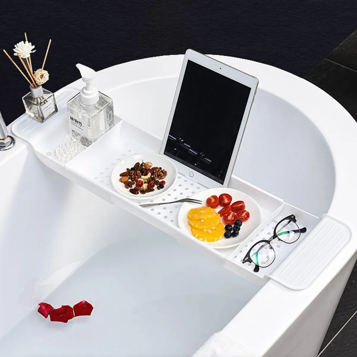 Ripiano Vasca Da Bagno - Vassoio Estensibile Da Bagno - Vassoio Portaoggetti Multifunzione Regolabile Per Asciugamani Bicchiere Vino E Libri Ideale Per Spa A Casa