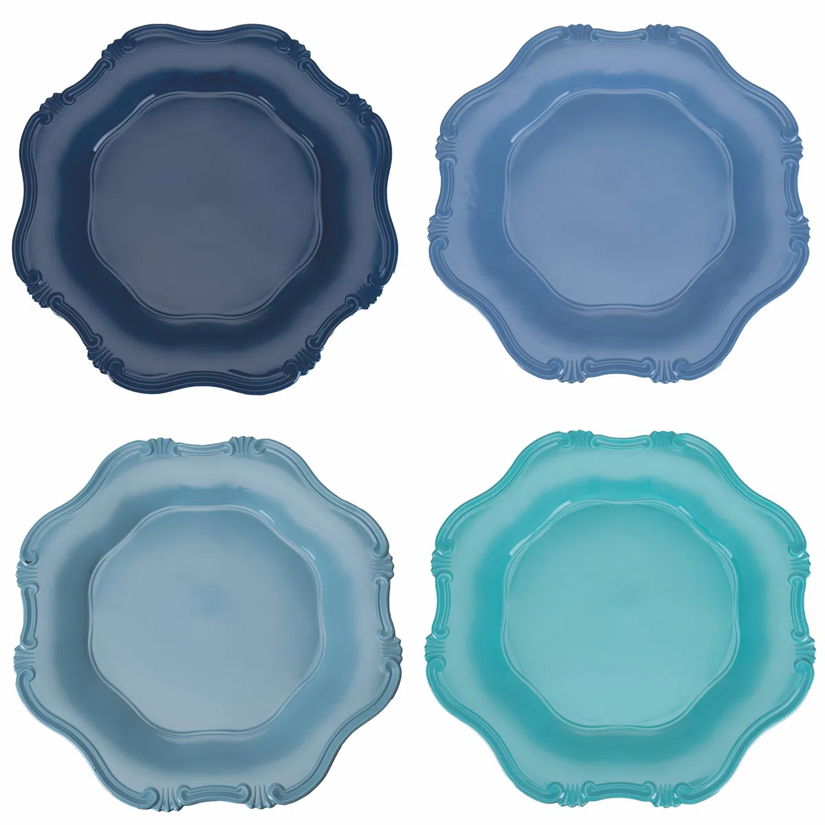 Set 4 Sottopiatto Ø 33 cm in plastica PP, Shades of Ocean