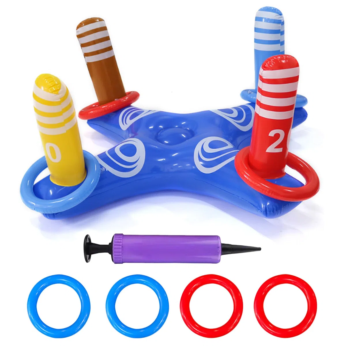 Giochi Gonfiabili per Piscina, Set Giocattoli Gonfiabili Piscina, Gonfiabile Lancio Anelli Gioco, Anelli Gonfiabili, Gioco del Lancio Dell'anello, per Bambini, Adul