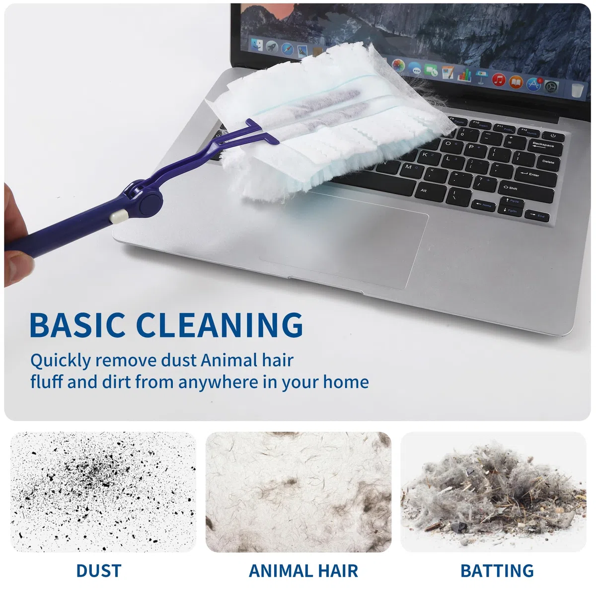 50 Pezzi per Swiffer Piumini Ricambi Kit, Aspiratore con 2 maniglie, panni compatibili per Swiffer Starter Kit Duster, per Duster, per Scuola, Ufficio, Casa