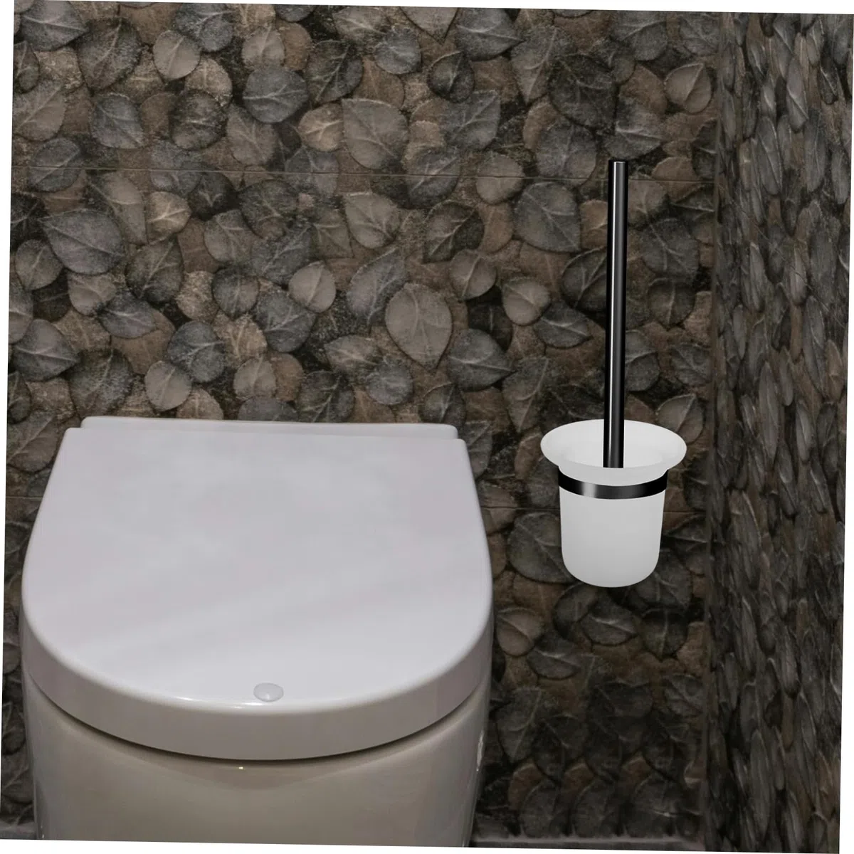 Vaso Wc in Vetro Opaco da Parete, Porta Scopino per Wc Multifunzionale Supporto Antiscivolo per Bagni di Casa e Luoghi Pubblici