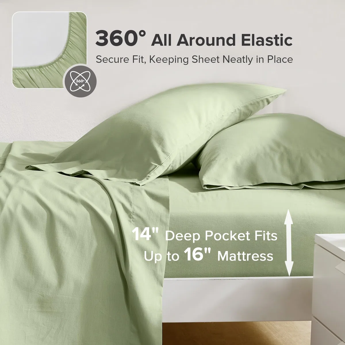 Comfort Spaces Lenzuola in 100% cotone, per letto king size, traspiranti e morbide, lenzuola in cotone naturalmente fresco, con tasca elastica da 35,6 cm, per materassi fino a 40,6 cm, set di lenzuola