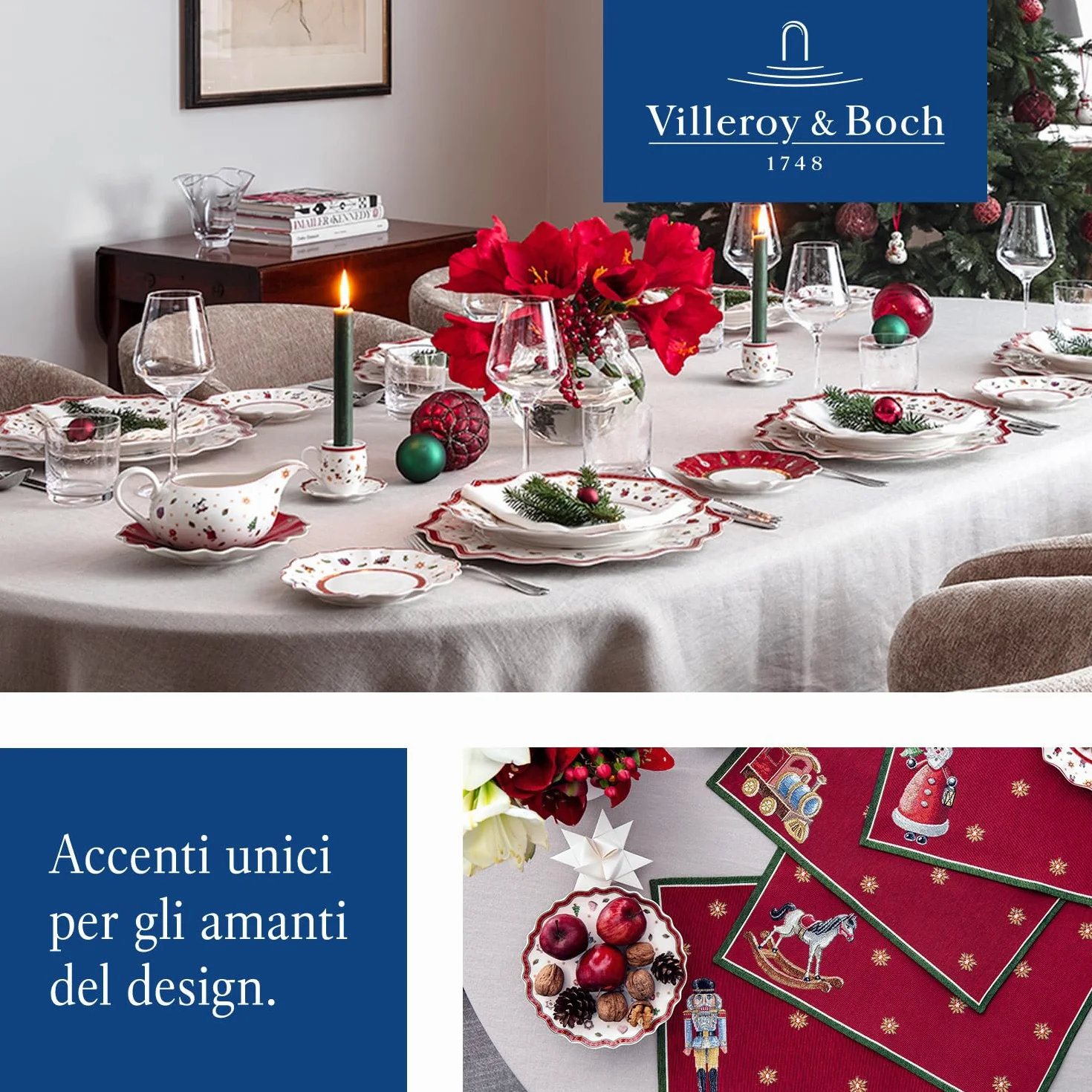 Villeroy & Boch - Toy's Delight Specials Piatto da Dessert 21,5 cm Rosso e Bianco, Lavabile in Lavastoviglie, Adatto per Microonde, Piatto da Colazione, Stoviglie, Xmas, Natale, Porcellana Premium