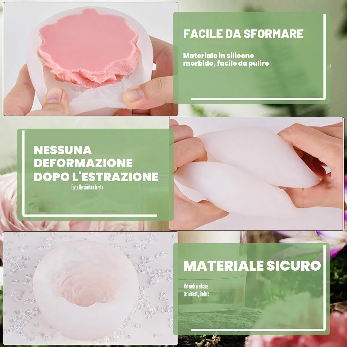 Stampi per Candele in Silicone 2 Pezzi - Peonia 3D Fai Da Te per Aromaterapia
