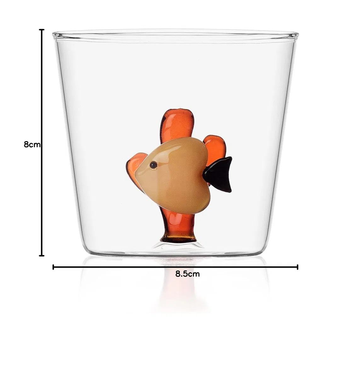Ichendorf Milano Tumbler con Pesce Giallo e Alga Ambra | Collezione Marine Garden | 35 cl | Vetro Borosilicato | Fatto a Mano