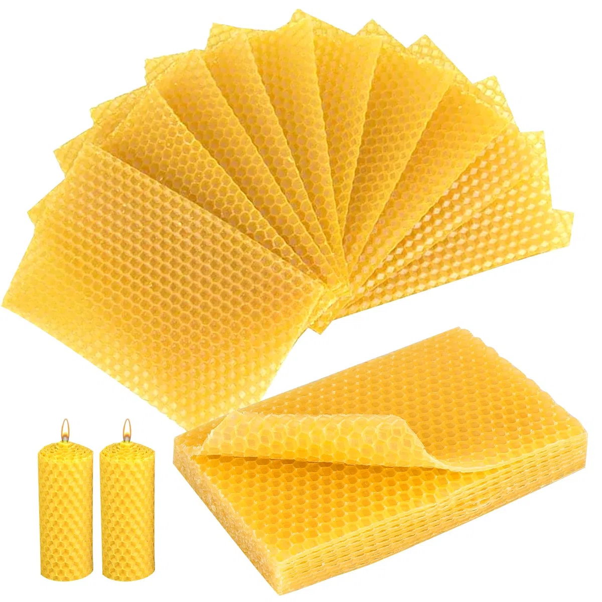 30 Pezzi Fogli di Cera d'Api - Lastre di Cera Naturale 13x9cm per Candele Fai da Te, Lucidatura Mobili e Apicoltura, Ideali per Professionisti e Hobby