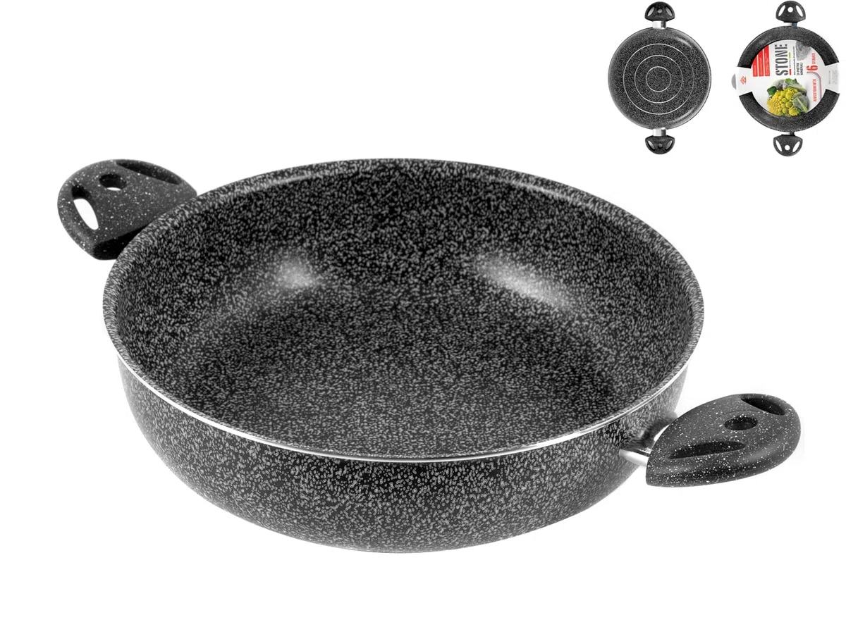 Home Stone Tegame Antiaderente con 2 Manici, Pietra, Antracite, 24 cm